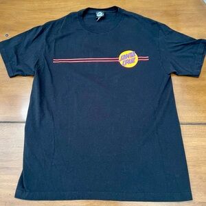 Santa Cruz Skateboards Black Short Sleeve Tee with Retro Stripes